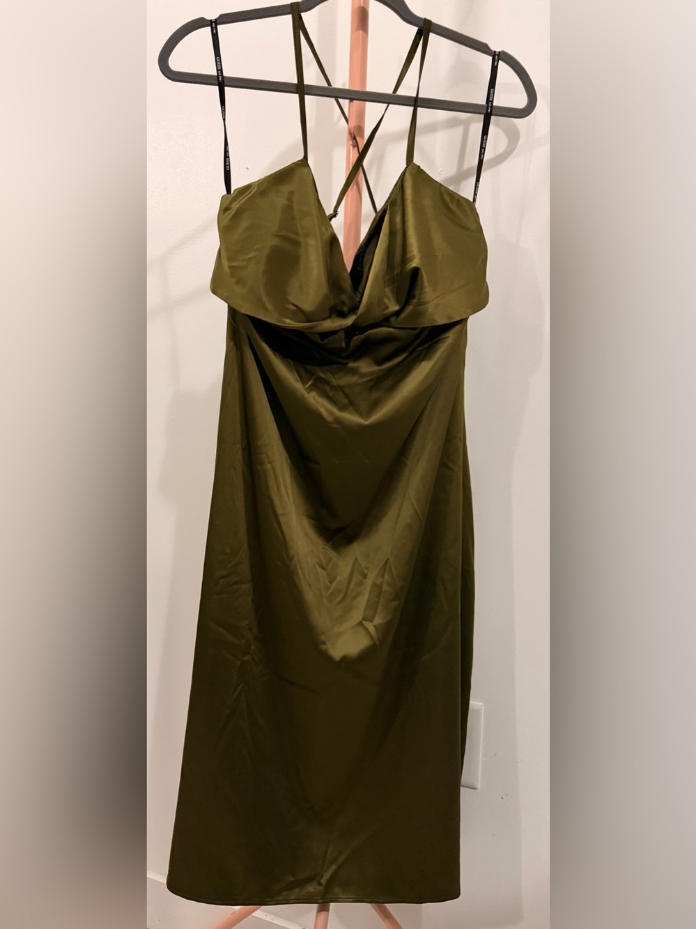Guess Olive Green Satin Slip Dress